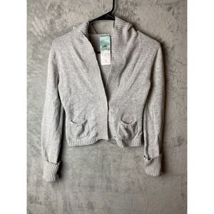 Aphorism Womens M Gray Cardigan Sweater Pockets